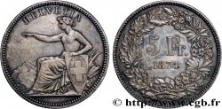 SUISSE 5 Francs Helvetia assise 1874 Bruxelles