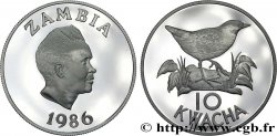 ZAMBIE 10 Kwacha Proof Râle à miroir 1986
