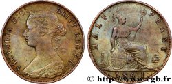 UNITED KINGDOM 1/2 Penny Victoria “Bun Head” 1861  XF