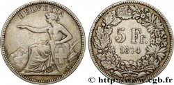 SUISSE 5 Francs Helvetia assise 1874 Berne