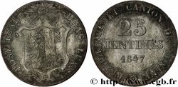 SUISSE - RÉPUBLIQUE DE GENÈVE 25 Centimes 1847  TTB+
