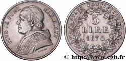 ITALIE - ÉTATS DU PAPE - PIE IX (Jean-Marie Mastai Ferretti) 5 Lire an XXV 1870 Rome