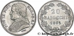 ITALIE - ÉTATS DU PAPE - PIE IX (Jean-Marie Mastai Ferretti) 20 Baiocchi an XX 1865 Rome