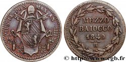 ITALY - PAPAL STATES - PIUS IX (Giovanni Maria Mastai Ferretti) 1/2 (Mezzo) Baiocco Pie IX an IIII 1849 Rome