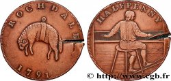 BRITISH TOKENS 1/2 Penny Rochdale (Lancashire) 1791  VF