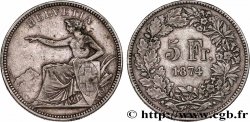 SUISSE 5 Francs Helvetia assise 1874 Bruxelles