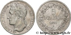 BELGIQUE 5 Francs Léopold Ier tête laurée 1849