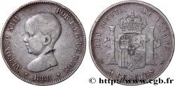 ESPAGNE - ROYAUME D ESPAGNE - ALPHONSE XIII 5 Pesetas, MS - M 1888 Madrid TB+