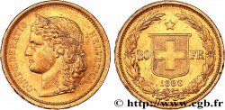 SUISSE 20 Francs Helvetia 1886 Berne