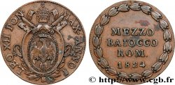 ITALIA - ESTADOS PONTIFICOS - LEÓN XII (Annibale Sermattei della Genga) 1/2 Baiocco 1824 Bologne