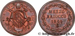 ITALIEN - KIRCHENSTAAT - PIE IX. Giovanni Maria Mastai Ferretti) 1/2 (Mezzo) Baiocco an IIII 1849 Rome