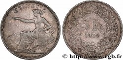 SCHWEIZ 5 Francs Helvetia assise 1874 Bruxelles