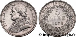 VATICAN ET ÉTATS PONTIFICAUX 5 Lire Pie IX an XXIV 1870 Rome