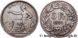 SUISSE 5 Francs Helvetia assise 1874 Bruxelles