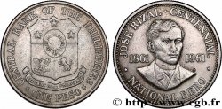PHILIPPINES 1 Peso centenaire de la naissance de José Rizal 1961