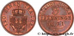 ALLEMAGNE - PRUSSE 3 Pfenninge 1871 Francfort SUP