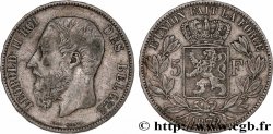 BELGIQUE 5 Francs Léopold II 1872
