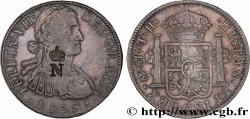 MEXIQUE - FERDINAND VII 8 Reales, contremarque N couronné 1808 Mexico TTB