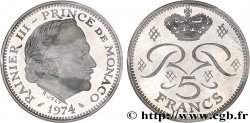 MONACO - PRINCIPALITY OF MONACO - RAINIER III Piefort de 5 Francs en argent  1974 Paris