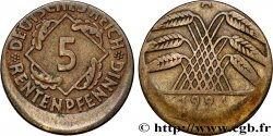 ALLEMAGNE 5 Rentenpfennig fauté de type “casquette” 1924 Berlin TTB