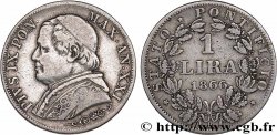 VATICAN ET ÉTATS PONTIFICAUX 1 Lira Pie IX type grand buste an XXI 1866 Rome