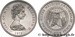 ÎLE DE MAN 1 Crown Proof Elisabeth II noce d’argent 1972  SUP