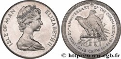 ÎLE DE MAN 1 Crown 25e anniversaire du couronnement : Elisabeth II / deux faucons 1978