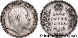 BRITISH INDIA 1/2 Roupie Edouard VII 1910 Calcutta