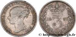 ROYAUME-UNI 3 Pence Victoria “Bun Head” 1873 