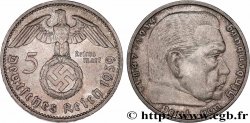 ALLEMAGNE 5 Reichsmark Maréchal Paul von Hindenburg 1939 Stuttgart - F