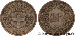 SUISSE 20 Centimes (Rappen) croix suisse 1859 Berne - B