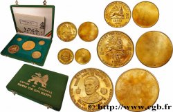ÉTHIOPIE Coffret de 5 Épreuves uniface en bronze doré : 200 dollars, 100 dollars, 50 dollars, 20 dollars et 10 dollars Proof 1966 