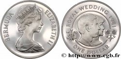 BERMUDES 1 Dollar Proof Elisabeth II / Mariage du prince Charles et de lady Diana 1981 