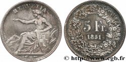 SWITZERLAND - CONFEDERATION OF HELVETIA 5 Francs Helvetia assise 1851 Paris