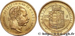 HUNGARY 20 Francs or ou 8 Forint François-Joseph Ier 1875 Kremnitz