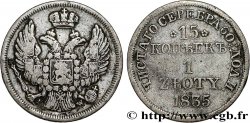 POLOGNE 1 Zloty / 15 Kopecks administration russe aigle bicéphale 1835 Varsovie
