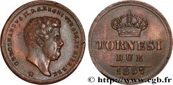ITALIE - ROYAUME DES DEUX-SICILES 2 Tornesi Royaume des Deux-Siciles, Ferdinand II / écu couronné type à 5 pétales 1857 Naples
