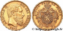 OR, PALLADIUM ET PLATINE INVESTISSEMENT 20 Francs Léopold II 1875 Bruxelles TTB+