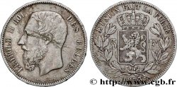 BELGIEN 5 Francs Léopold II 1873