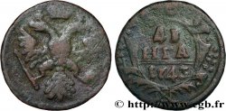 RUSSIE 1 Denga (1/2 Kopeck) aigle bicéphale 1743 Moscou ou Ekaterinbourg