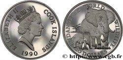 ÎLES COOK  10 Dollars Proof Éléphants 1990 