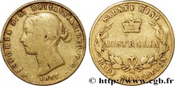 AUSTRALIE Demi-souverain Victoria tête laurée / couronne entre deux branches d’olivier 1857 Sydney