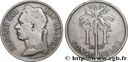 CONGO BELGE 1 Franc roi Albert légende française 1927 