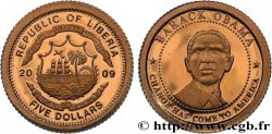 LIBERIA 5 Dollars Proof Obama 2009 