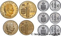 MONACO Lot de cinq monnaies centimes de Rainier III n.d. Paris