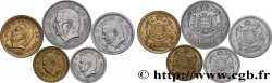 MONACO Lot 5 pièces 1, 2 et 5 Francs Louis II / armoiries 1943-1945 Paris