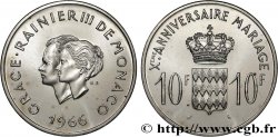 MONACO 10 Francs argent, dixième anniversaire du mariage 1966 Paris