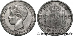 ESPAGNE 50 Centimos Alphonse XIII 3e type / emblème couronné 1896 Madrid