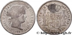 ESPAGNE - ROYAUME D ESPAGNE - ISABELLE II 20 Reales 1863 Madrid