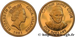 COOK ISLANDS 5 Dollar Proof James Cook 2001